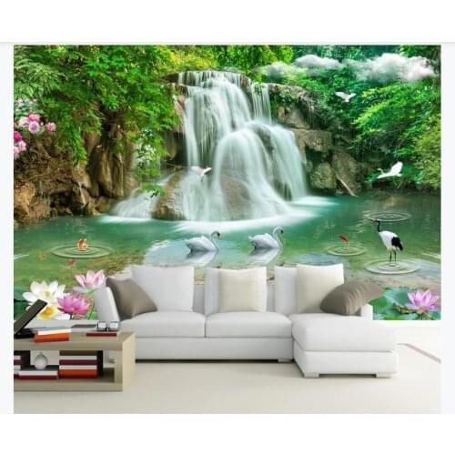 Custom 3D Stereoscopic landscape and waterfall painting Mural Wallpaper Living room TV background Wall Paper Home Decor