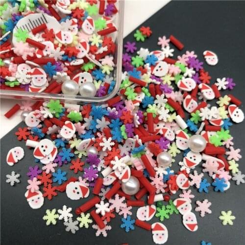 50g Christmas Polymer Clay Sprinkle With Diamond For Kids Diy ,Soft Clay For Craft Clay/Nail Art/Scrapbook Decoration, Filler