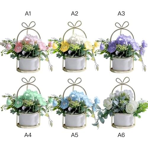 6 Colors Small Fresh Bonsai Simulation Flower Tea Rose Hydrangea Living Room Dining Table Decoration