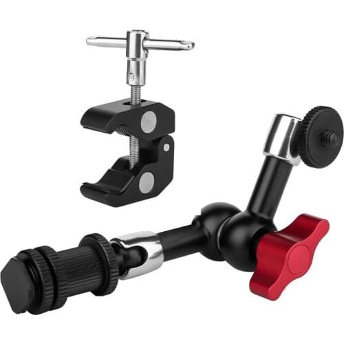7inch Adjustable Articulating Friction Magic Arm & Large Super Clamp Compatible with DSLR Camera Rig, LED Lights, Flash Light, L