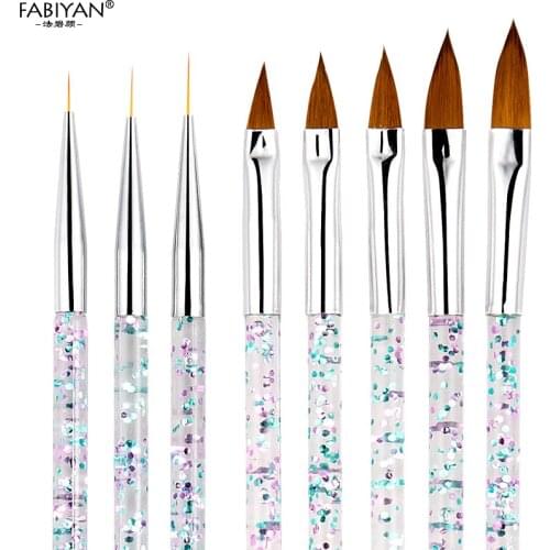 8Pcs/Set Acrylic Nail Art Brush Kit Builder Acrylic Carving Painting Drawing Flower Liner Pen Carving Tips Manicure Salon Tools