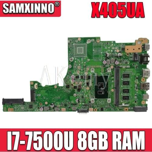 Akemy X405UA For Asus X405U X405UN X405UR X405URR X405URP X405UQ X405UF Laotop Mainboard X405UA Motherboard W/ I7-7500U 8GB RAM
