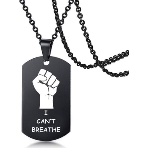 U.S. protest I CAN'T BREATHE I can't breathe black military brand stainless steel necklace dog tag customization