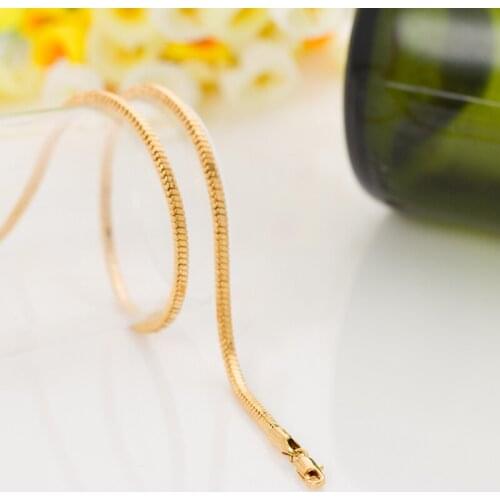 Long 45 cm unisex Snake twisted gold chain yellow gold filled thin 1.2mm 18" 20g pendant necklace for men women