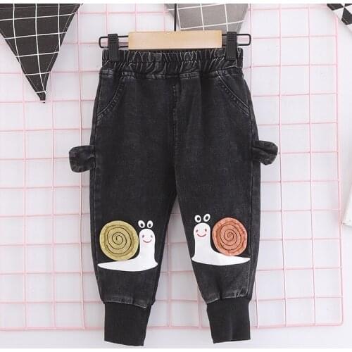 Toddler Baby Boys Jeans Cartoon Snails pattern Denim Pants 1 2 3 4 5 6 7 Years Kids Boys Wear Childrens Clothing Pencil Jeans