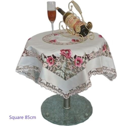 Modern square Satin Tablecloth NEW Year 2021 embroidered white lace Table Cover cloth dining Christmas Wedding Decoration