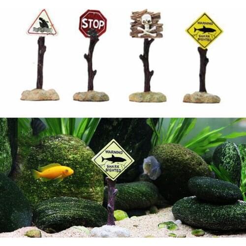 Aquarium Decoration Ornaments Resin Artificial Shark Warning Signs Fish Tank Landscaping Accessories Aquarium Decor Background