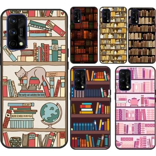 Read books Library Bookshelf For Realme 8 Pro 6 7 GT Neo C3 C11 C15 C21 Phone Case For OnePlus 8 Pro 9 Pro Nord 8T 7T
