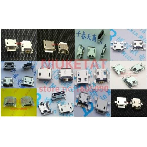 120pcs 10pcs each for 12 kind Micro USB 5Pin jack tail socket micro usb Connector port sockect for samsung Lenovo Huawei ZTE HTC