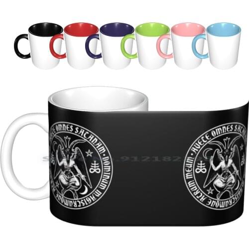 Baphomet & Satanic Crosses With Hail Satan Inscription Ceramic Mugs Coffee Cups Milk Tea Mug Baphomet Satan Satanic Lucifer