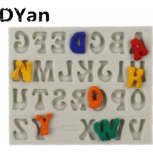 New Capital 26 English Alphabet Fondant Cake Silicone Mold Chocolate Mold Biscuit Mold DIY Cake Baking Mold A1613