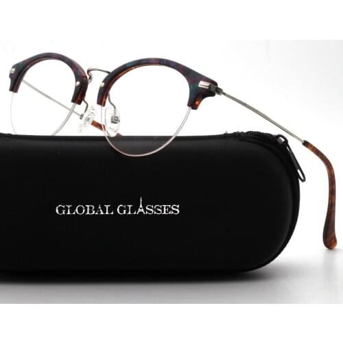 Eyeglasses Eyewear Frame Optica Glasses Round Metal Acetate Flower Colorful Vintage Women Lady Business 98104