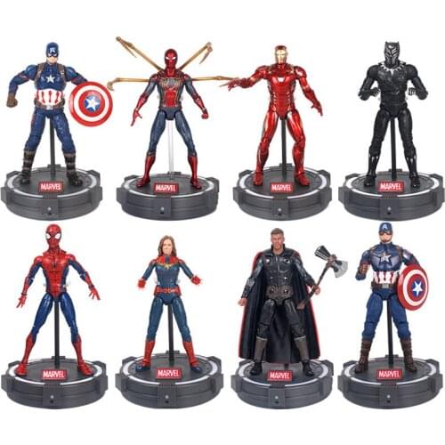 18cm Marvel Avengers Spiderman Hulk Ironman Captain America Thor Thanos Black Panther War Machine Action Figure Model Toys