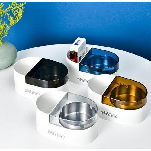 Toilet Creative Wall-mounted AshTray With Cover Anti-fall Non-perforated Stainless Steel Cigar Ashtray For Toilet Smoking Area