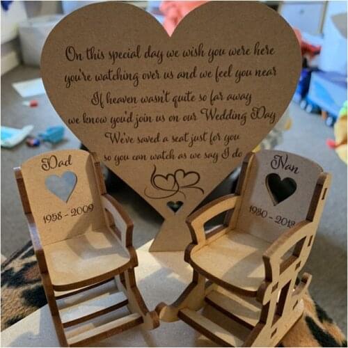 Personalized Heart Memorial Wooden Rocking Chair,Wedding Decoration,Loved Ones in Heaven,Party Favor Christmas Gift