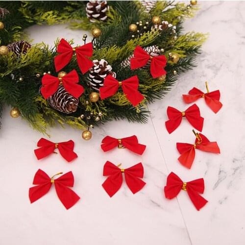 12pcs Butterfly bow Hanging deco for Christmas decoration home Gold Silver Red bowknot Xmas tree ornaments New Year Decor