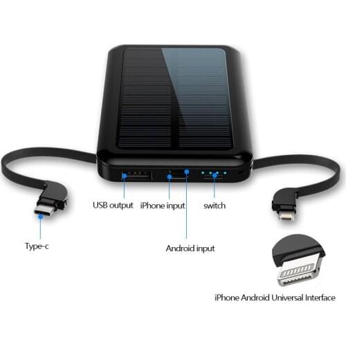 Mini Portable 30000mAh Powerbank Waterproof Solar Power Bank Shockproof External Battery With LED Flashlight Fast Charging