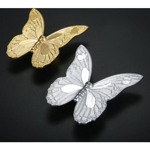 Butterfly Handle Golden/Antique Bronze Knob Vintage Pull 8.3cm*8cm Big size Door Cupboard Drawer Decoration furniture Hardware