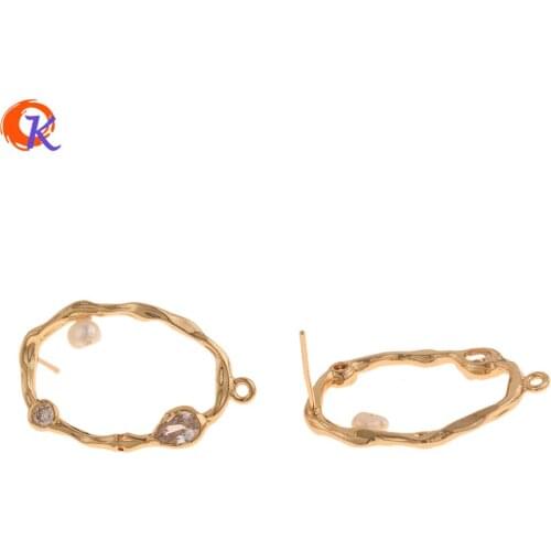 Cordial Design 20Pcs 19*31MM CZ Earrings Stud/Jewelry Accessories/Hand Made/Genuine Gold Plating/DIY Making/Earring Findings