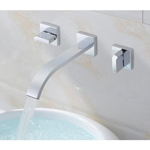Solid Brass chrome finishing In wall double handle Basin faucet /cold and hot taps /basin mixer /3 holes BF004