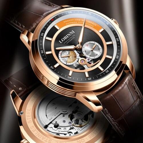 Switzerland LOBINNI mens watches, JapanMIYOTA men automatic watch waterproof mens skeleton mechanical clock luxury reloj hombre