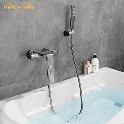 Gunmetal bathtub shower mixer thermostatic gunmetal shower brass mixer tap light luxuey gun metal bath mixer constant shower tap