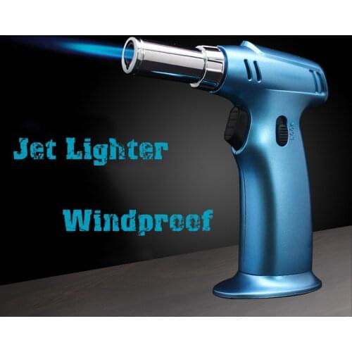 Torch Lighter Refillable Butane Gas Kitchen Culinary Jet Lighter with Safety Lock and Adjustable Flame For Desserts Creme BBQ