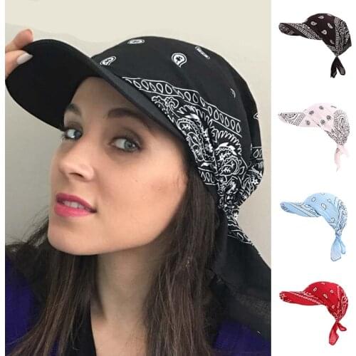 Women Summer Sun Hat Amoeba Print Baseball Cap Outdoor Sun-proof Scarf Caps with Brim Bandage to Fix Hip Hop Visor Headwear