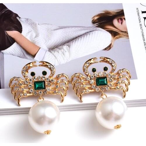 Vintage Simulated Pearl Earrings For Women Ethnic Handmade Beaded Crab Drop Earrings Jewelry Brincos Wholesale