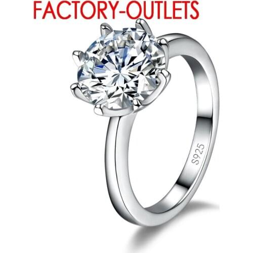 925 Sterling Silver Engagement Ring Romantic Fashion Jewelry Cubic Zirconia Prong Setting Women Girls Wholesale
