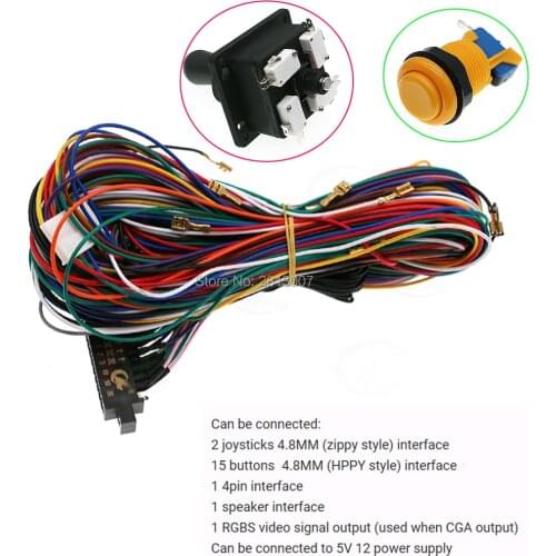 28 pin Jamma Wire Harness With 5 6 action button CRT RGBS Wires Cable for Arcade game machine cabinet Accessories DIY parts