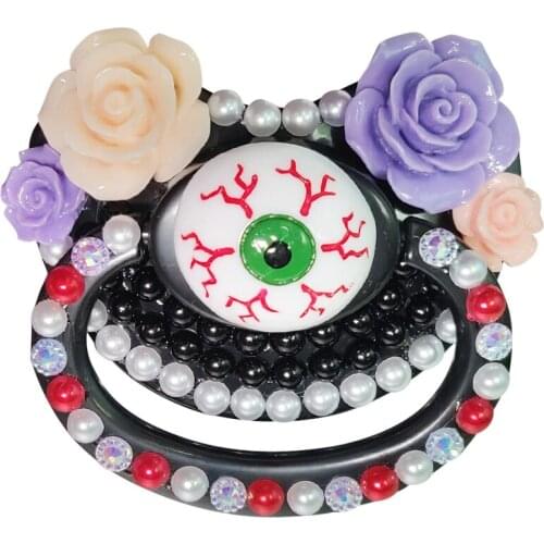 100% Handmade Gorgeous Big Eyes Black Adult Baby Pacifier DDLG Adult Size Pacifiers Daddys Girl Dummy Dom Nipple