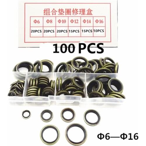 100PCS M6 M8 M10 M12 M14 M16 High Pressure Hydraulic Pipe Seal Pad Rubber Metal Shim Seal Gasket NBR Metal washer Kit