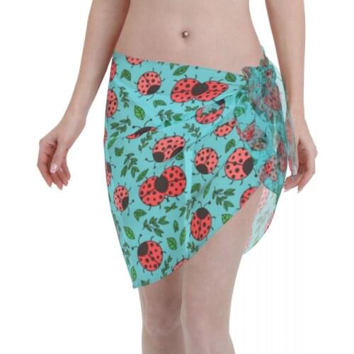 2021 Women Swimwear Pareo Scarf Bikini Cover-Ups Wrap Kaftan Sarong Beach Sexy Skirts Ladybugs Leaves Swimsuit Cover-Ups