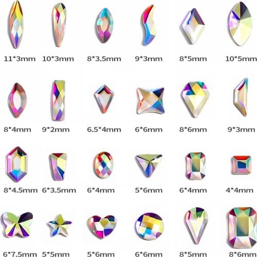 50 Pieces of AB Crystals Rhinestones Diamonds Gems 3D Special-shaped Flashes Colorful Nail Decoration Salons for Nail Wholesale