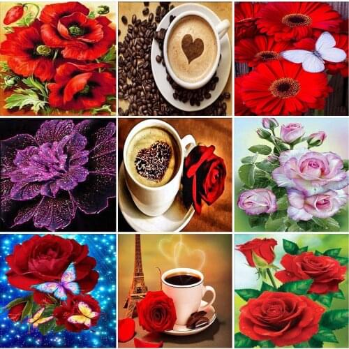 Diamond Embroidery Full Round Flowers 5D Diy Diamond Mosaic Flowers Kit Diamond Painting Cross Stitch Rhinestone Diamond Art