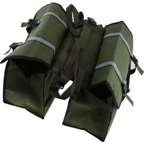 Army Green Waterproof Canvas Motorcycle Saddle Bags Rider Bicycle Luggage Decoration