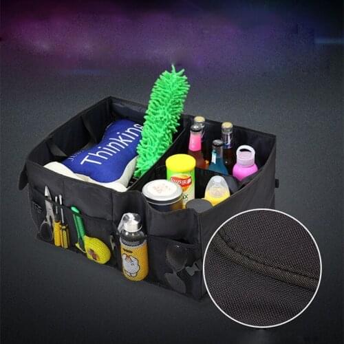 Car Auto Waterproof Foldable Black Car Boot Organizer Storage Bag Protable Auto Storage Box Multi-use Tools Organizer