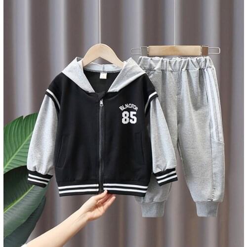 2PCS/set Baseball Uniform Sportswear Clothing Set for Boys Kids Zipper Hoodies Jacket+pants Children Hot Sale Casual Clothes