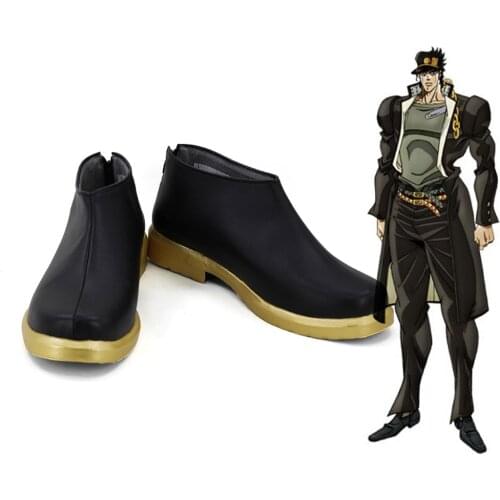Jotaro Kujo Shoes Cosplay JoJos Bizarre Adventure Jotaro Cosplay Boots Black Shoes Custom Made Unisex Any Size