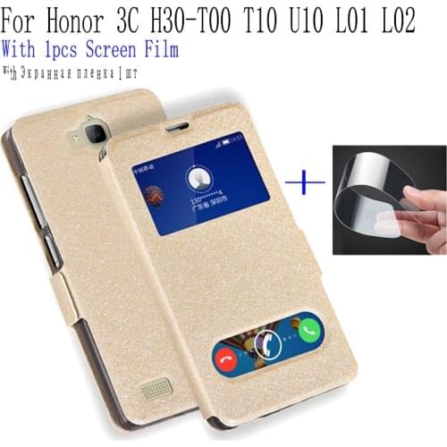 For Huawei Honor 3C phone Case View Window PU Leather shell For Huawei Honor 3 C Flip case H30-T00 H30-T10 H30-U10 back cover
