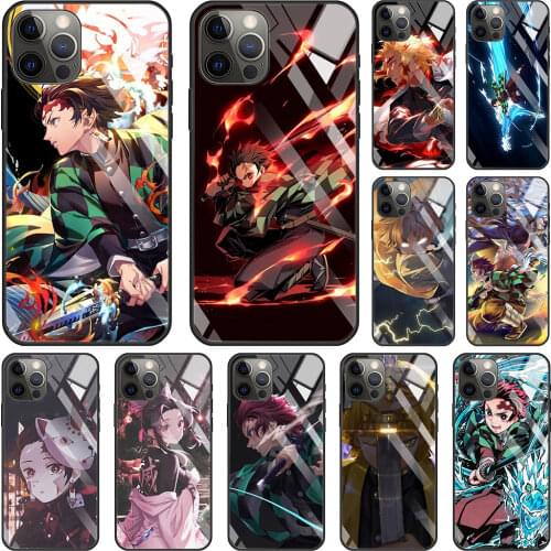 Anime Demon Slayer Kimetsu No Yaiba Tempered Glass Case For Apple iPhone 11 12 Pro 7 XR X XS Max 8 6 6s Plus SE 2020 7Plus Tampa