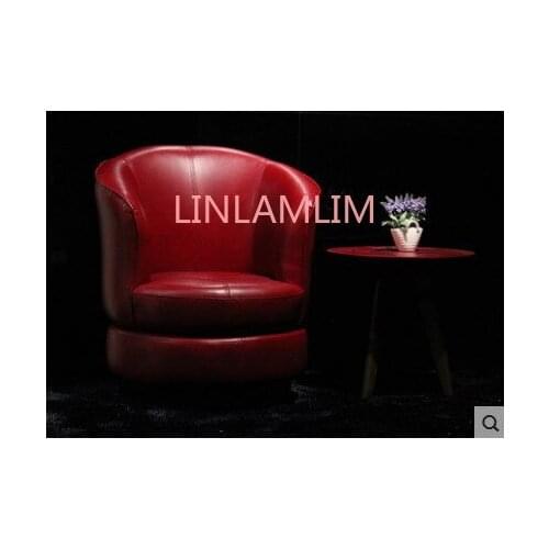 Cow real genuine leather sofa living room chair home furniture modern American Country style leisure chair oil wax leather chair