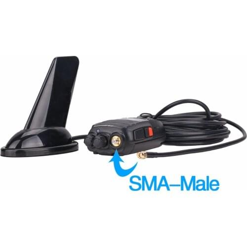 ABBREE Shark Fin Dual Band SMA-M Male Antenna for Yaesu Vertex VX-3R VX-7R TYT TH-UV8000D MD-380 MD-390 Walkie Talkie