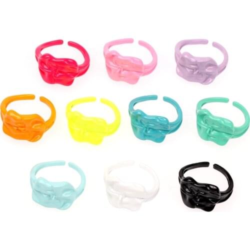 EYIKA New Design Candy Color Enamel Cute Painter Hat Shape Geometric Open Rings Neon Yellow Metal Women Finger Jewelry Gifts