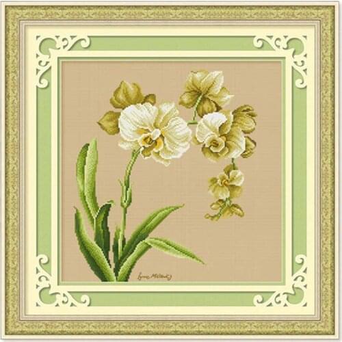 Phalaenopsis Orchid Flowers Stamped Cross Stitch Kit embroidery needlework set