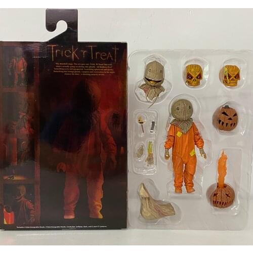 Trick R Treat Figure Sam Clothed With Bag & Lollipop Halloween 2007 Classic Film Movie NECA Figures Model Toy Doll Gift