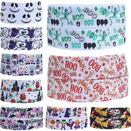 FLRA FOE(50 yards/lot) 2018 New arrival Halloween celebrating monster and ghost printed foe elastic ribbon