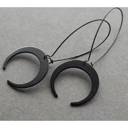 Goth Black Moon Crescent Earrings Gothic Celestial Phase Boho Witchy Hippie Jewelry Rock Punk Women Gift Pagan Statement trend