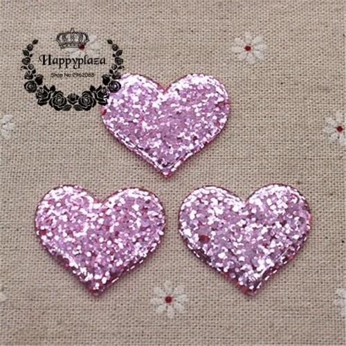 10pcs Kawaii Resin Glitter Filled Bright Pink Heart Flatback Cabochon Art Supply Decoration Charm Craft DIY Accessories,31*37mm